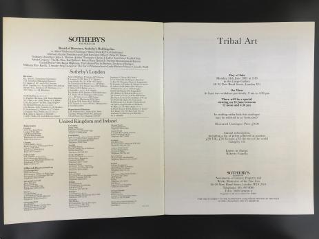 Каталог аукциона «Sotheby’s/Tribal Art/London/Monday 24th June 1985»