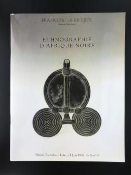 Каталог аукциона «François de Ricqlès/ethnographie d'Afrique noire/Drouot-Richelieu/Lundi 24 Juin 1996»